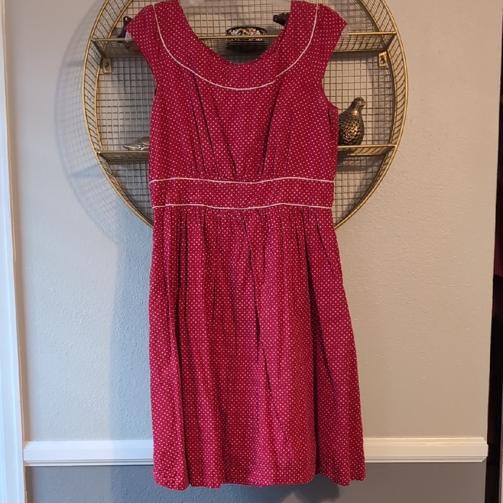 Charming Retro Red Polka Dot Dress By Emily & Fin, Sz L